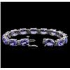 Image 3 : 14KT White Gold 27.90ctw Tanzanite and Diamond Bracelet