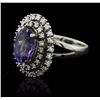 Image 2 : 14KT White Gold 4.34ct Tanzanite and Diamond Ring