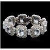 Image 1 : 14KT White Gold 38.79ctw Aquamarine and Diamond Bracelet