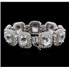 Image 2 : 14KT White Gold 38.79ctw Aquamarine and Diamond Bracelet