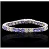 Image 1 : 14KT White Gold 10.50ctw Tanzanite and Diamond Bracelet