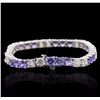 Image 2 : 14KT White Gold 10.50ctw Tanzanite and Diamond Bracelet