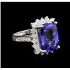 Image 2 : 7.63ct Tanzanite and Diamond Ring - 14KT White Gold
