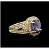 Image 2 : 14KT Yellow Gold 2.70ct Tanzanite and Diamond Ring
