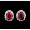 Image 1 : 5.76ctw Ruby and Diamond Earrings - 18KT White Gold
