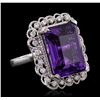 Image 2 : 14KT White Gold 11.15ct Amethyst and Diamond Ring