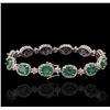 Image 2 : 14KT White Gold 10.60ctw Emerald and Diamond Bracelet