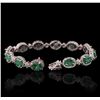 Image 3 : 14KT White Gold 10.60ctw Emerald and Diamond Bracelet