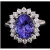 Image 1 : 14KT White Gold 3.88ct Tanzanite and Diamond Ring