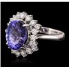 Image 2 : 14KT White Gold 3.88ct Tanzanite and Diamond Ring