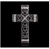 Image 1 : 14KT White Gold 0.08ctw Diamond Cross Pendant