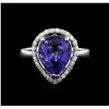 Image 1 : 14KT White Gold 3.76ct Tanzanite and Diamond Ring