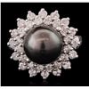 Image 1 : 14KT White Gold Pearl and Diamond Ring
