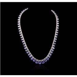 14KT White Gold 44.29ctw Tanzanite and Diamond Necklace