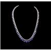 Image 1 : 14KT White Gold 44.29ctw Tanzanite and Diamond Necklace