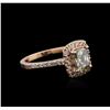 Image 2 : 14KT Rose Gold 1.66ctw Fancy Yellowish Green Diamond Ring