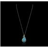 Image 2 : 14KT White Gold 11.29ct Turquoise and Diamond Pendant With Chain