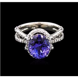 4.41ct Tanzanite and Diamond Ring - 14KT White Gold