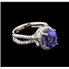 Image 2 : 4.41ct Tanzanite and Diamond Ring - 14KT White Gold