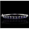 Image 1 : 14KT White Gold 4.68ctw Sapphire and Diamond Bangle Bracelet