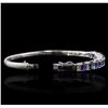 Image 3 : 14KT White Gold 4.68ctw Sapphire and Diamond Bangle Bracelet