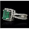 Image 2 : 18KT White Gold 2.29ct Emerald and Diamond Ring