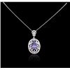 Image 1 : 14KT White Gold 8.01ct Tanzanite and Diamond Pendant With Chain