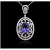 Image 2 : 14KT White Gold 8.01ct Tanzanite and Diamond Pendant With Chain