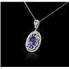Image 3 : 14KT White Gold 8.01ct Tanzanite and Diamond Pendant With Chain