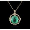 Image 1 : 14KT Yellow Gold GIA Cert 52.12ct Emerald and Diamond Pendant With Chain