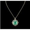 Image 2 : 14KT Yellow Gold GIA Cert 52.12ct Emerald and Diamond Pendant With Chain