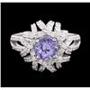 Image 1 : 14KT White Gold 1.17ct Tanzanite and Diamond Ring