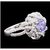 Image 2 : 14KT White Gold 1.17ct Tanzanite and Diamond Ring