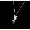 Image 3 : 14-18KT White Gold 1.49ct Sapphire and Diamond Pendant With Chain
