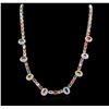 Image 2 : 14KT White Gold 39.46ctw Multicolor Sapphire and Diamond Necklace