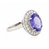 Image 2 : 14KT White Gold 3.77ct Tanzanite and Diamond Ring