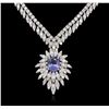 Image 1 : 14KT White Gold 3.87ct Tanzanite and Diamond Necklace