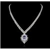 Image 2 : 14KT White Gold 3.87ct Tanzanite and Diamond Necklace