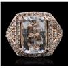 Image 1 : 14KT Rose Gold 7.96ct Aquamarine and Diamond Ring
