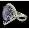 Image 2 : 14KT White Gold 7.14ct Tanzanite and Diamond Ring