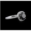 Image 2 : 4.03ctw Black Diamond Ring - 18KT White Gold