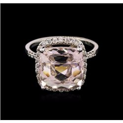 11.18ct Morganite and Diamond Ring - 14KT White Gold