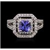 Image 1 : 14KT White Gold 1.38ct Tanzanite and Diamond Ring