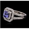 Image 2 : 14KT White Gold 1.38ct Tanzanite and Diamond Ring