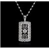 Image 1 : 14KT White Gold 1.43ctw Diamond Pendant With Chain