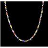 Image 1 : 33.10ctw Multi Color Sapphire and Diamond Necklace - 18KT White Gold