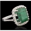 Image 2 : 14KT White Gold 7.77ct Emerald and Diamond Ring