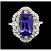 Image 1 : 14KT White Gold 4.71ct Tanzanite and Diamond Ring
