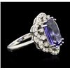 Image 2 : 14KT White Gold 4.71ct Tanzanite and Diamond Ring
