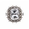 Image 1 : 14KT White Gold 6.39ct Aquamarine and Diamond Ring